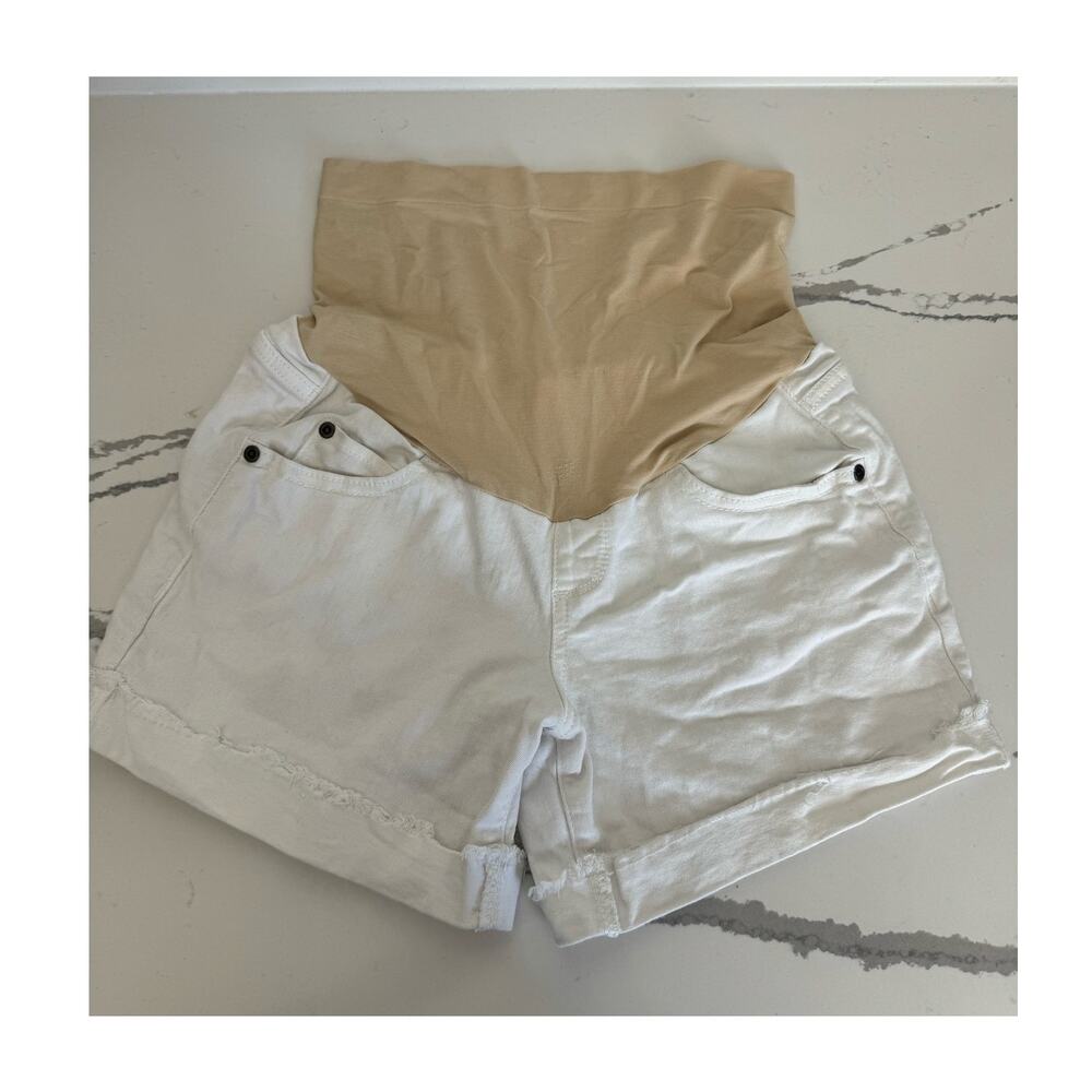Maternity Full-Panel White Denim Shorts Size 2‎